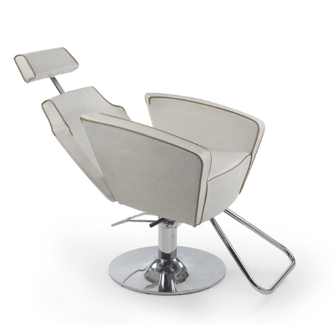 "Anita Rec. fåtölj i skinnklädsel med nackstöd och moderna basalternativ"