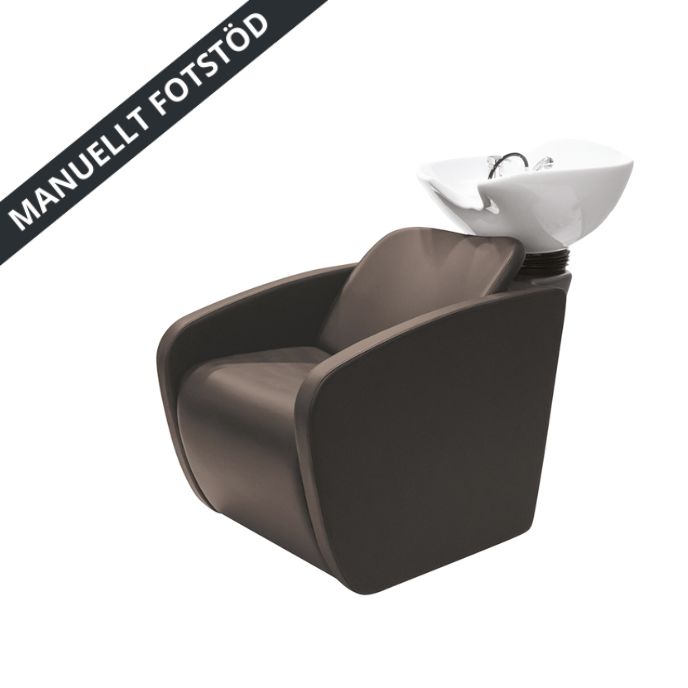 Schamponeringsstol BeautyStar Lapo B Relax i brunt med manuell fotstödsmekanism och tiltbar vask