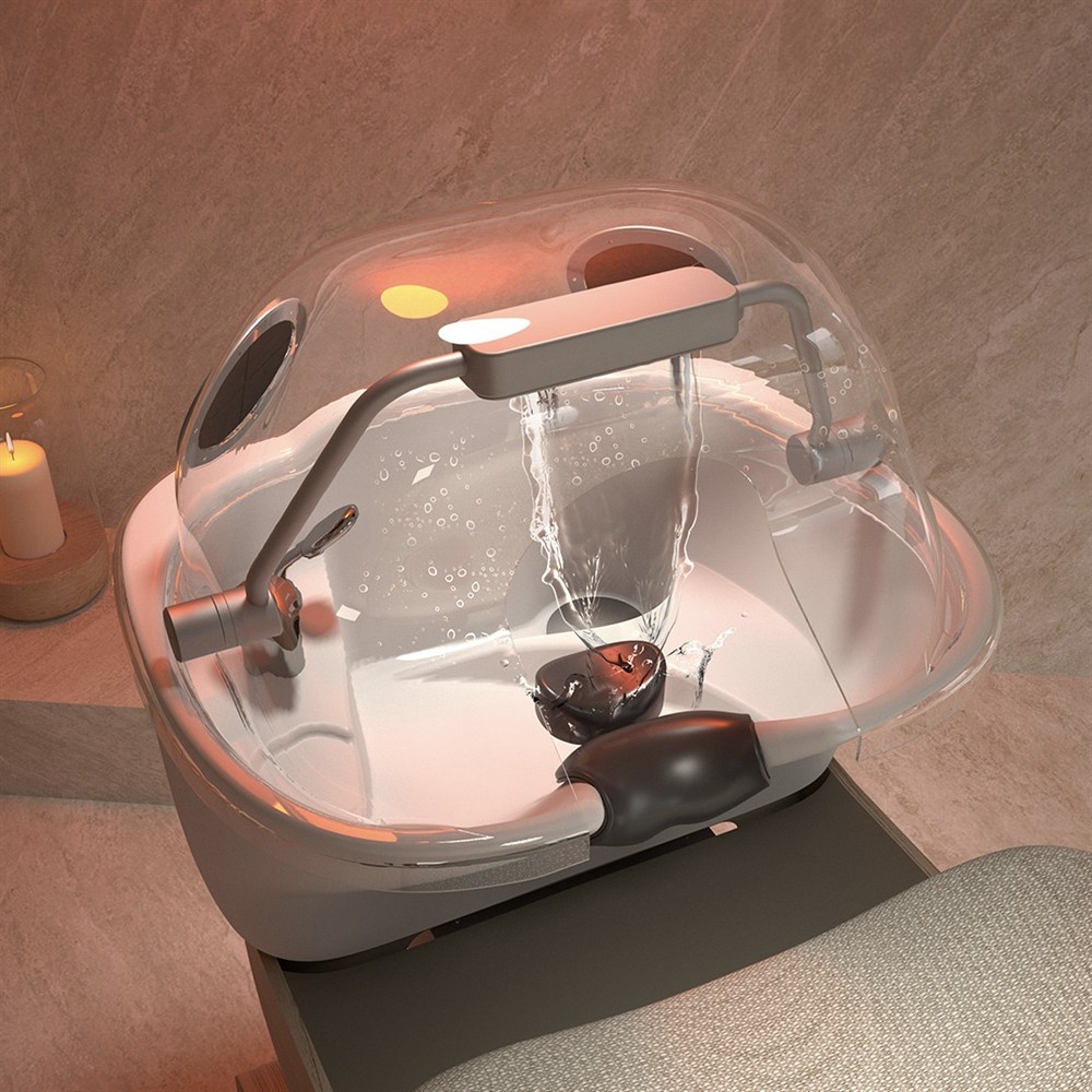 Shirodara skål med vattenfall och ångfunktion för salongsbehandlingar