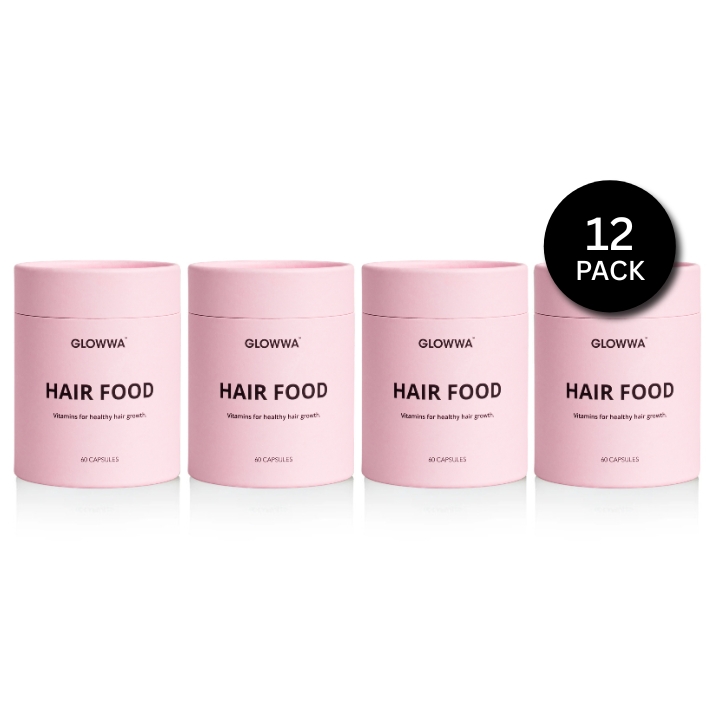 Glowwa Hair Food Original 12-pack – veganskt kosttillskott för starkare hår, exklusivt för salonger