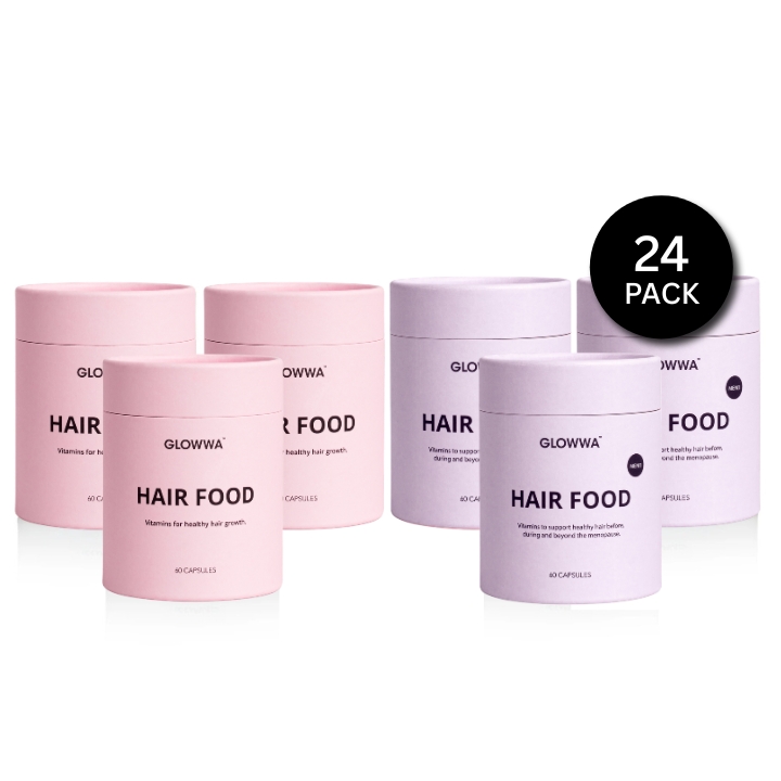 glowwa storpack 24 burkar mixade mellan hair food orginal och meno