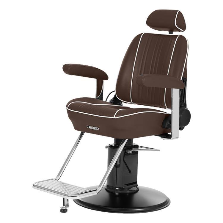 "GT sportsman barberarstol i brunt läder"