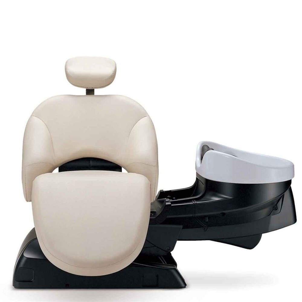 Frontalvy av YUME DX schamponeringsstol med tvättfat