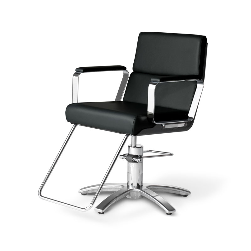 "Takara Belmont Adria II frisörstol med justerbar höjd och ergonomisk design"
