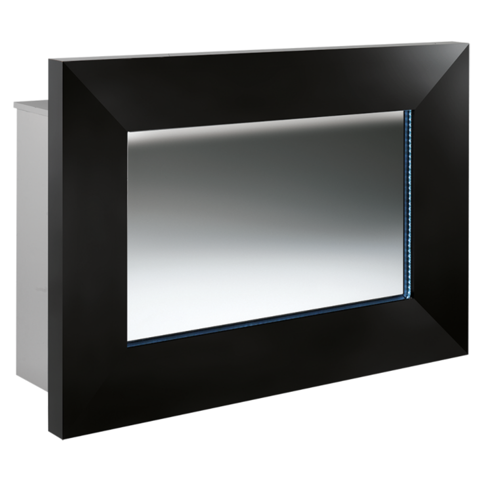 "Allure receptiondisk med spegelfront och LED-belysning – frontvy"