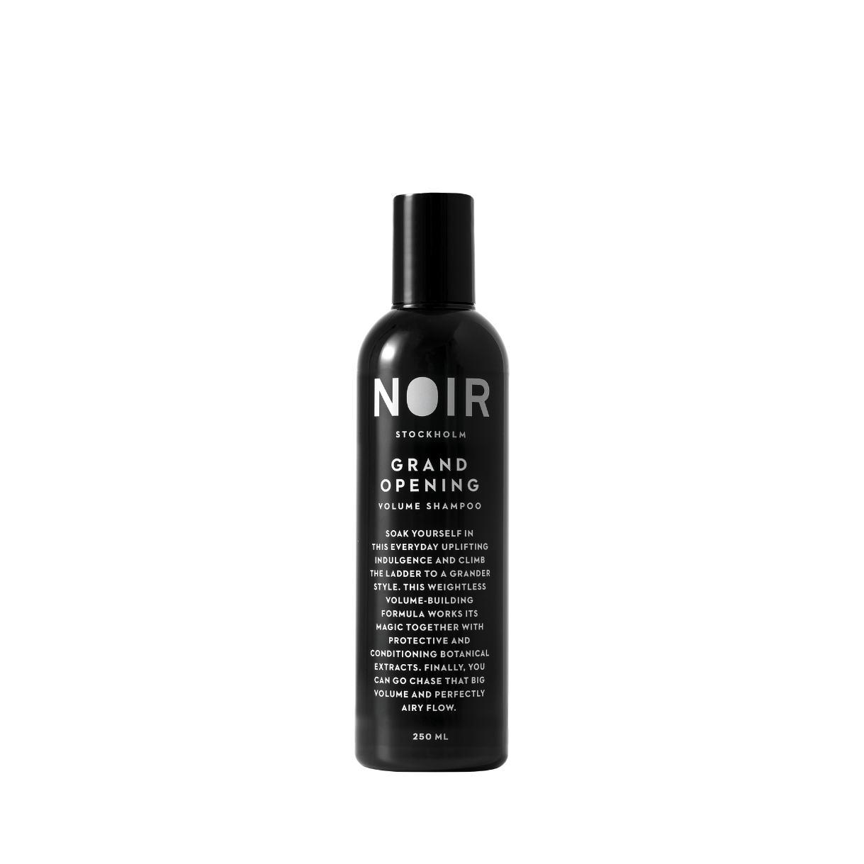 “Noir Grand Opening Shampoo 250ml – volymgivande schampo för professionell hårvård och salongsbruk.”