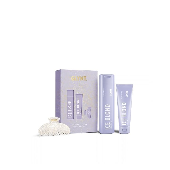 GLYNT ICE BLOND presentbox med schampo, Fluid och hårklämma.